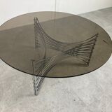 Table basse en fil de chrome de l’ère spatiale, années 1970