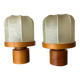 Pair of cocoon table lamps with pine, Italy, 1970s