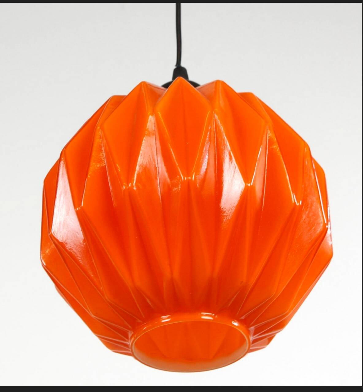 1960s design pendant/chandelier in geometric orange opaline glass.