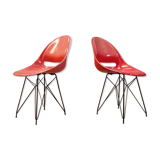 Pair of red chairs by Miroslav Navràtil for Vertex 1959