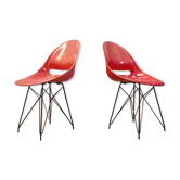 Paire de chaises rouges par Miroslav Navràtil pour Vertex 1959