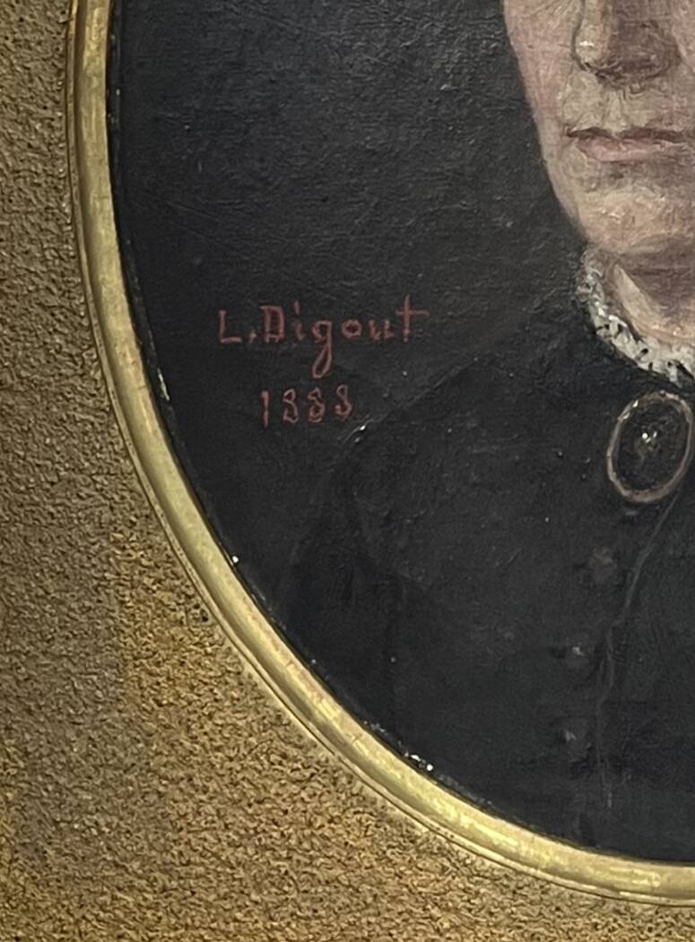 Portrait, oil on canvas of an old woman, by Louis Joseph Digout, 19th