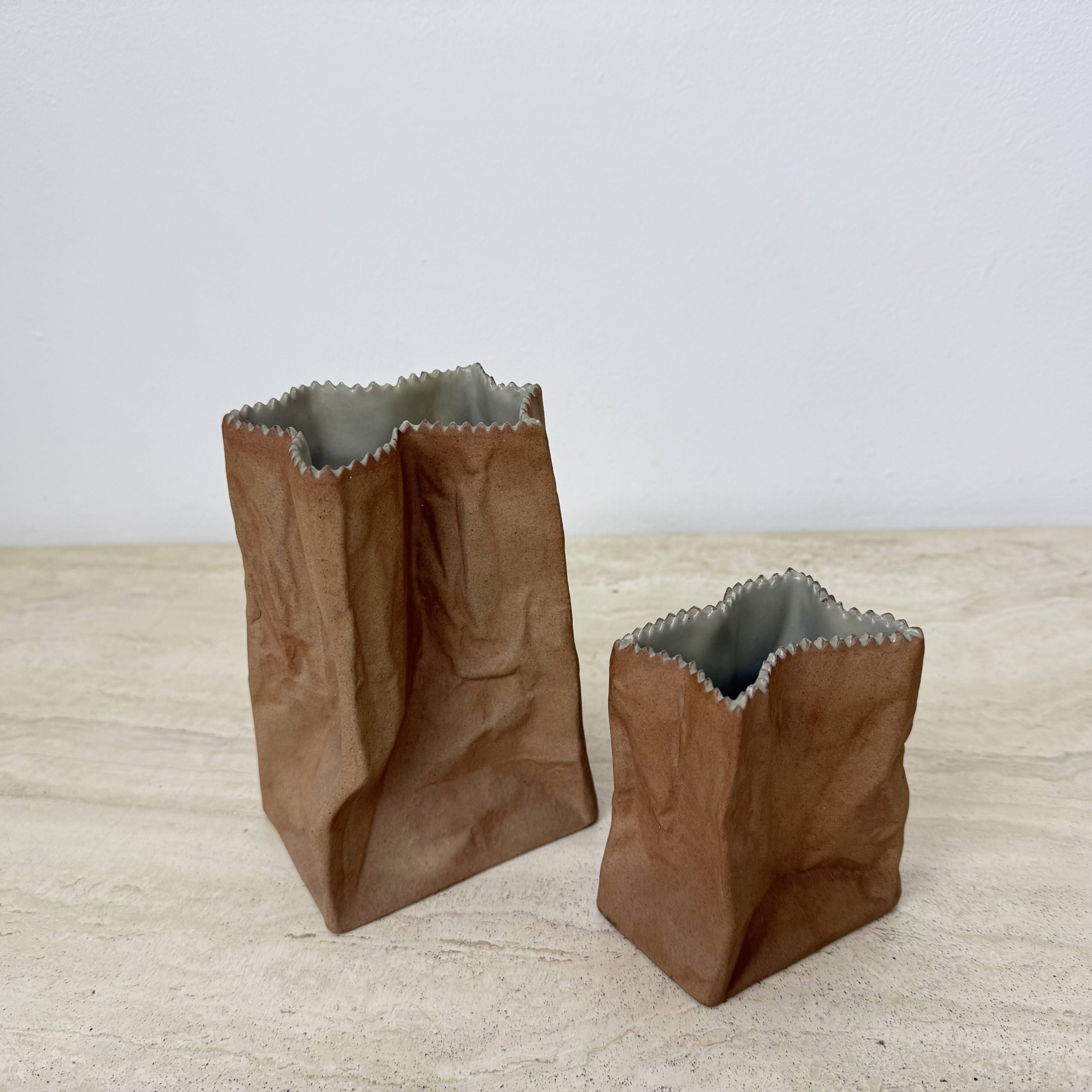 Set of 2 Rosenthal Paper bag vase by Tapio Wirkkala , 1970’s