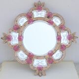 Exceptional Vintage Pink Murano Glass Wall Mirror