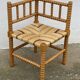 Art Deco turned wood straw corner armchair