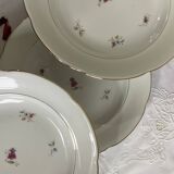 6 deep plates, antique porcelain with flowers and gilding, P L Limoges.