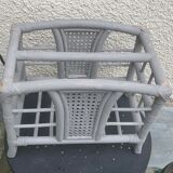 Bamboo and rattan magazine holder, vintage grey canning