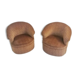 Armchairs with floral print of corduroy fabric. 1980s.