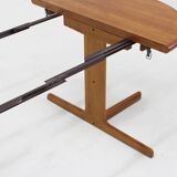 Vintage Danish round extendable dining table solid teak 1960s