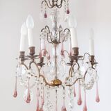 French chandelier late 19th patinated brass 6 arms