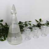 Carafe tronconique et ses 3 verres