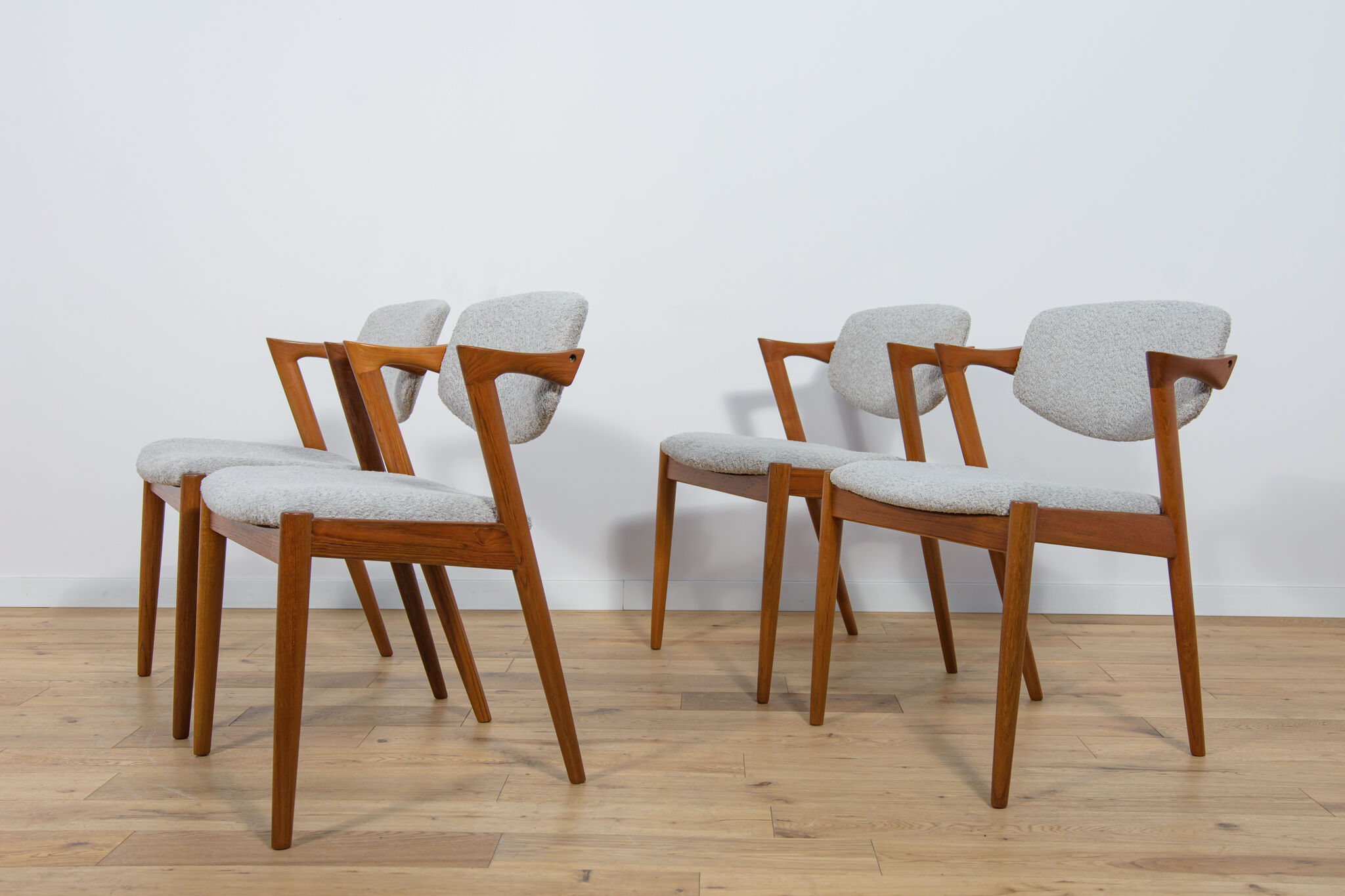 Mid Century Teak Model 42 Dining Chairs by Kai Kristiansen for Schou Andersen, 1960s, Set of 4