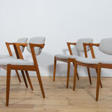 Mid Century Teak Model 42 Dining Chairs by Kai Kristiansen for Schou Andersen, 1960s, Set of 4