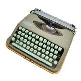 Typewriter hermes baby rocket lime green with its brown suitcase revised ribbon new