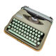 Typewriter hermes baby rocket lime green with its brown suitcase revised ribbon new