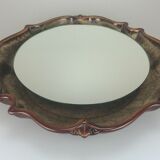 70's Mirror Wall Mirror Ceramic Pan Illuminated Space Age Design