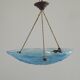 French Art Deco Degué Ice Blue Hexagonal Glass Pendant Ceiling Light