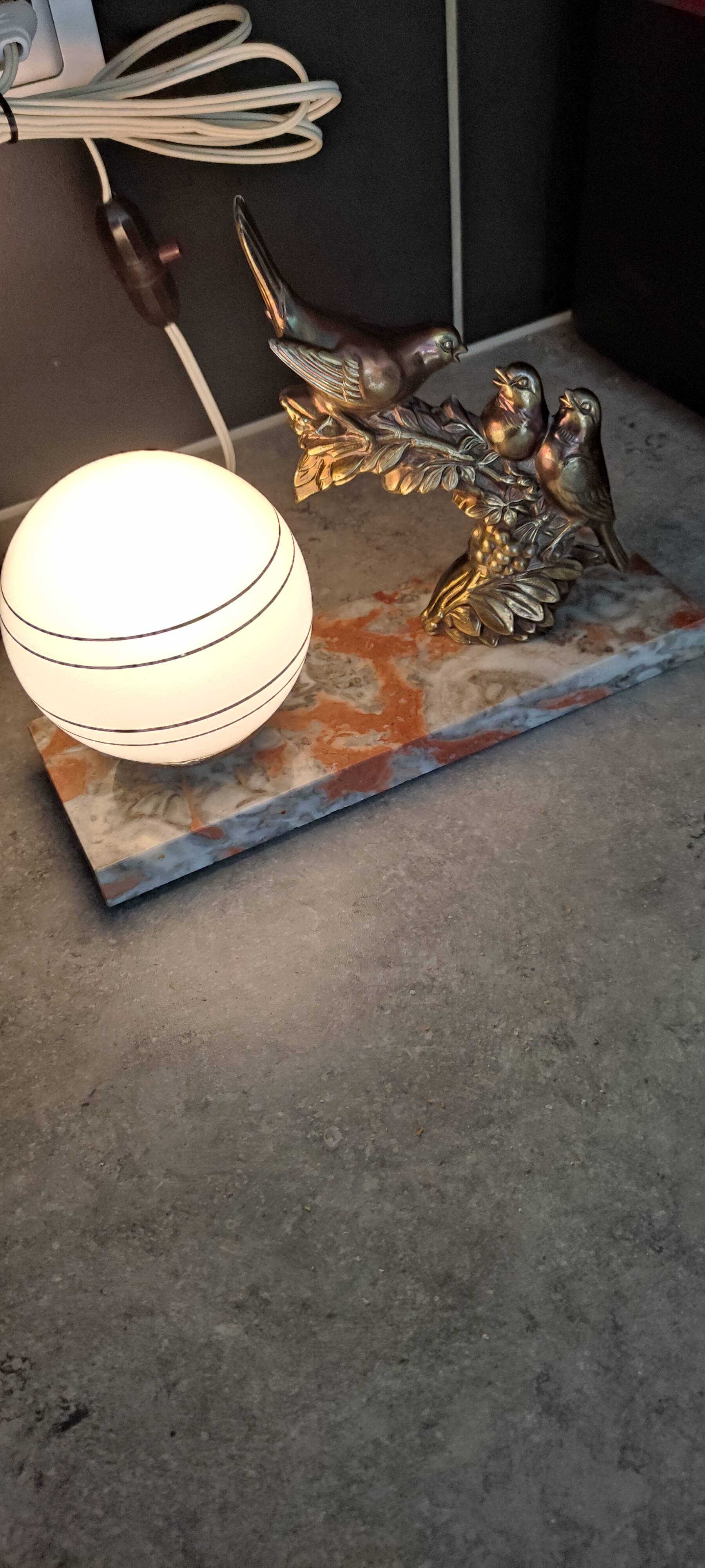 Globe and marble art deco lamp