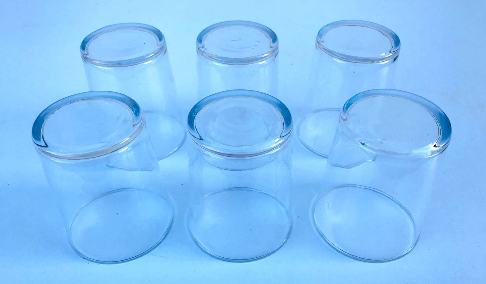 6 old transparent glass tumblers