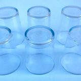 6 old transparent glass tumblers