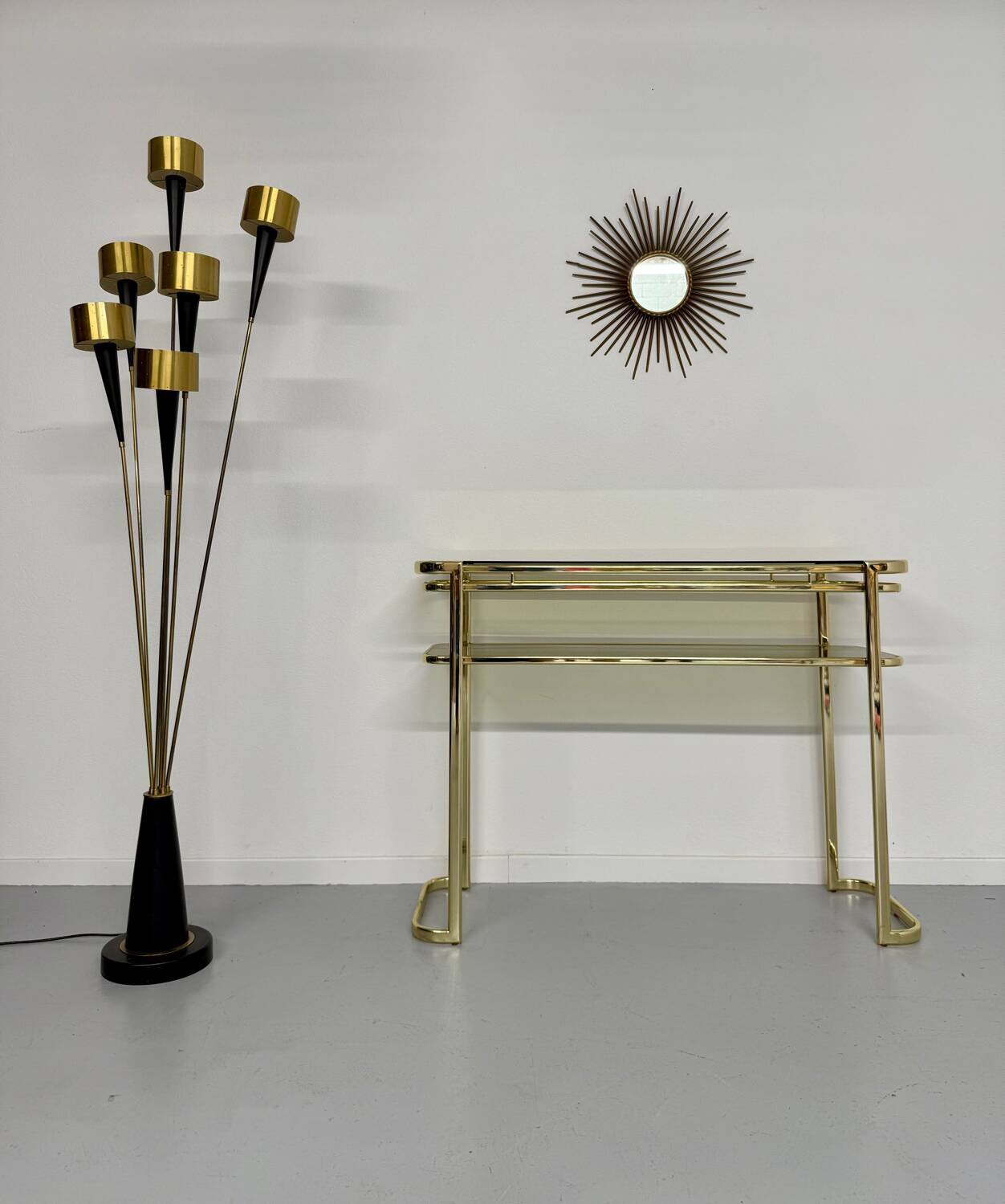 Antique gilt brass console table by Italian designer Milo Baughman for More