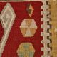 Tapis Kilim tribal vintage fait main rouge et moutarde 3x5, 95x143 cm