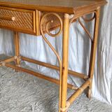 Vintage rattan desk - mid-20th century