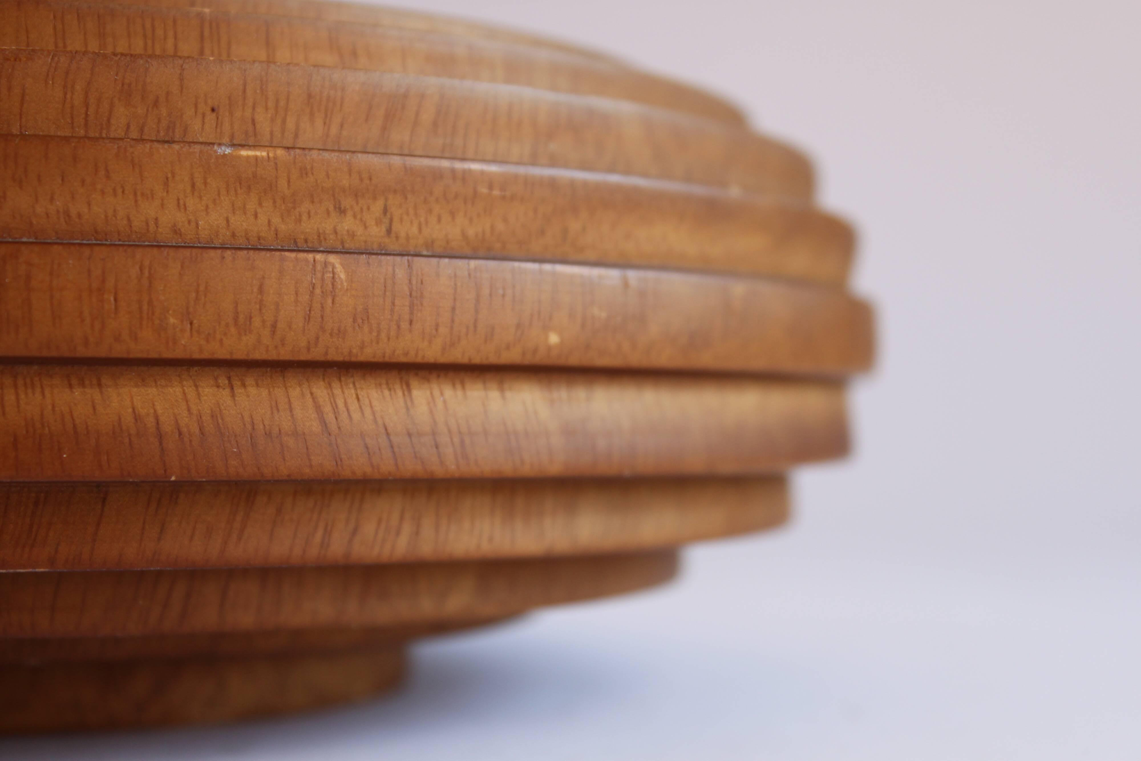 Ribbed turned wooden bowl, 1980