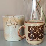 Coffee pot and mug cup in sandstone