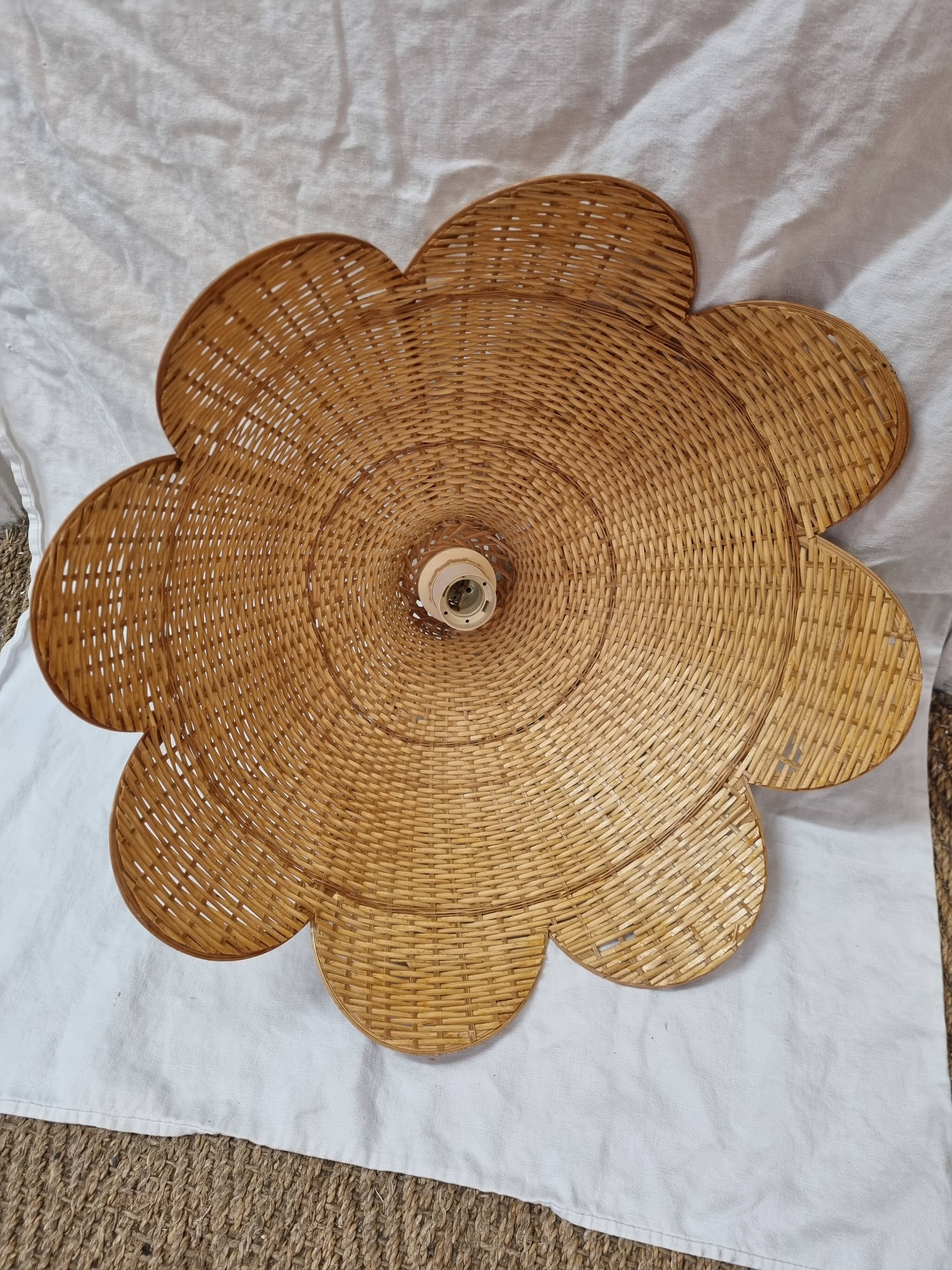 Rattan flower ceiling lamp, 1980