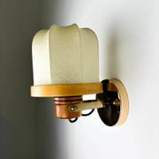 Pair of articulated "Cocoon" wall lights, resin and pine, Italy, circa 1970s