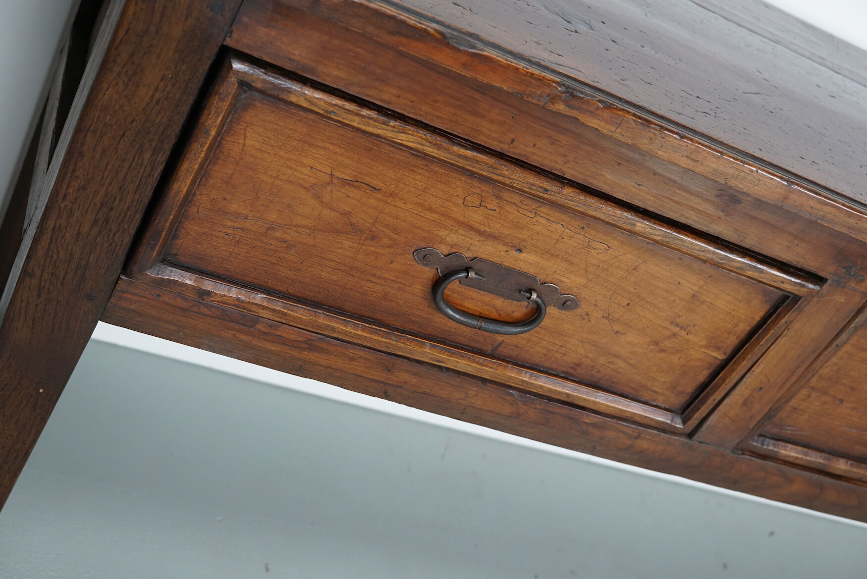 Antique french rustic farmhouse fruitwood & oak side table