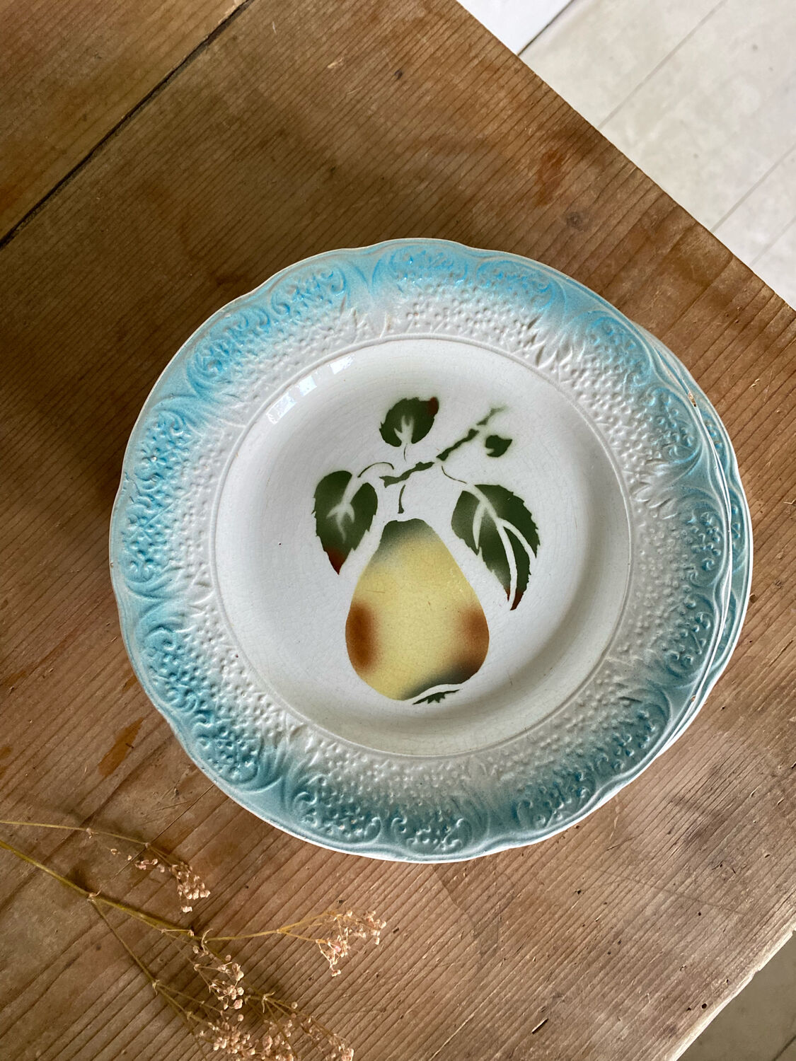 Set of 6 Clairefontaine Graves pear slip plates