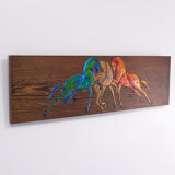 Enamel Horses on Panel 1960s Swiss