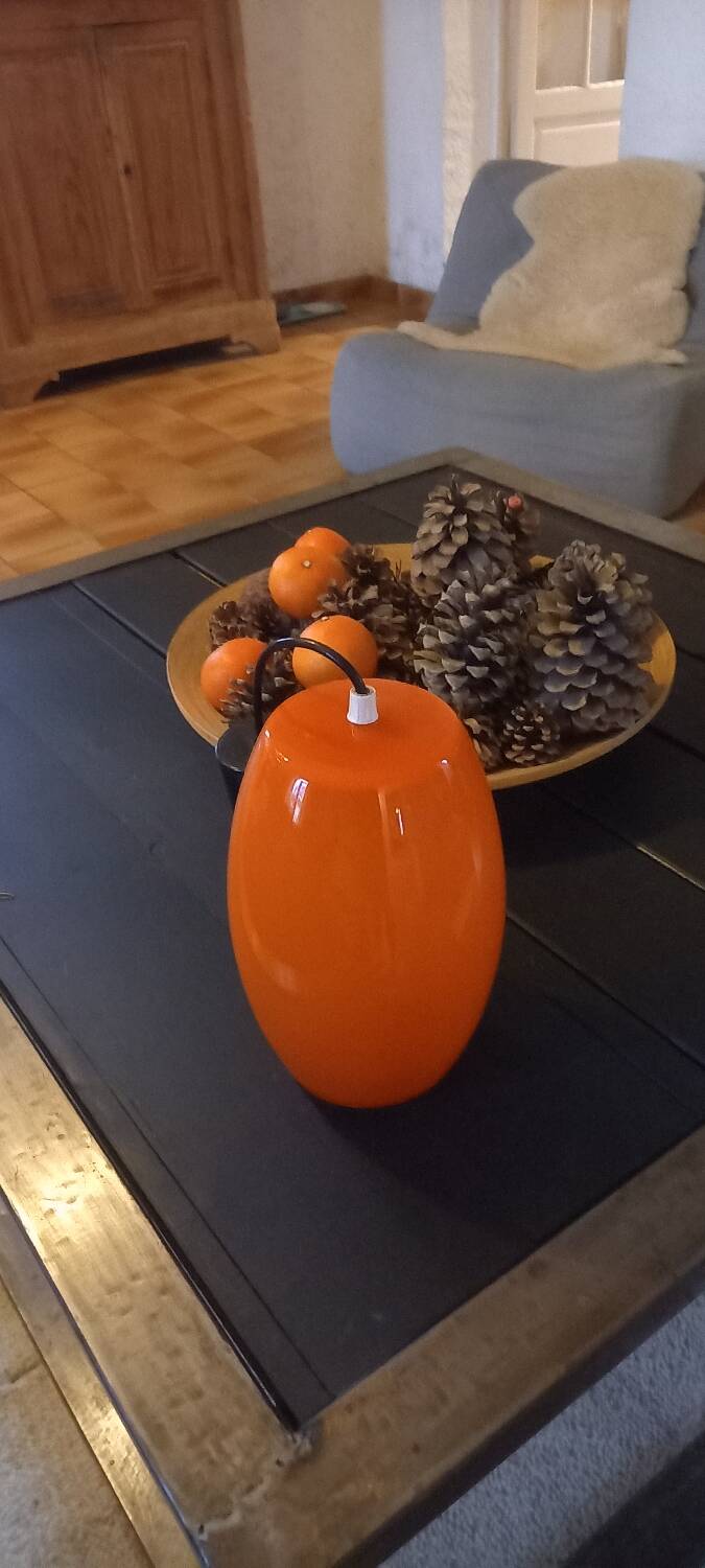 Suspension vintage en verre orange