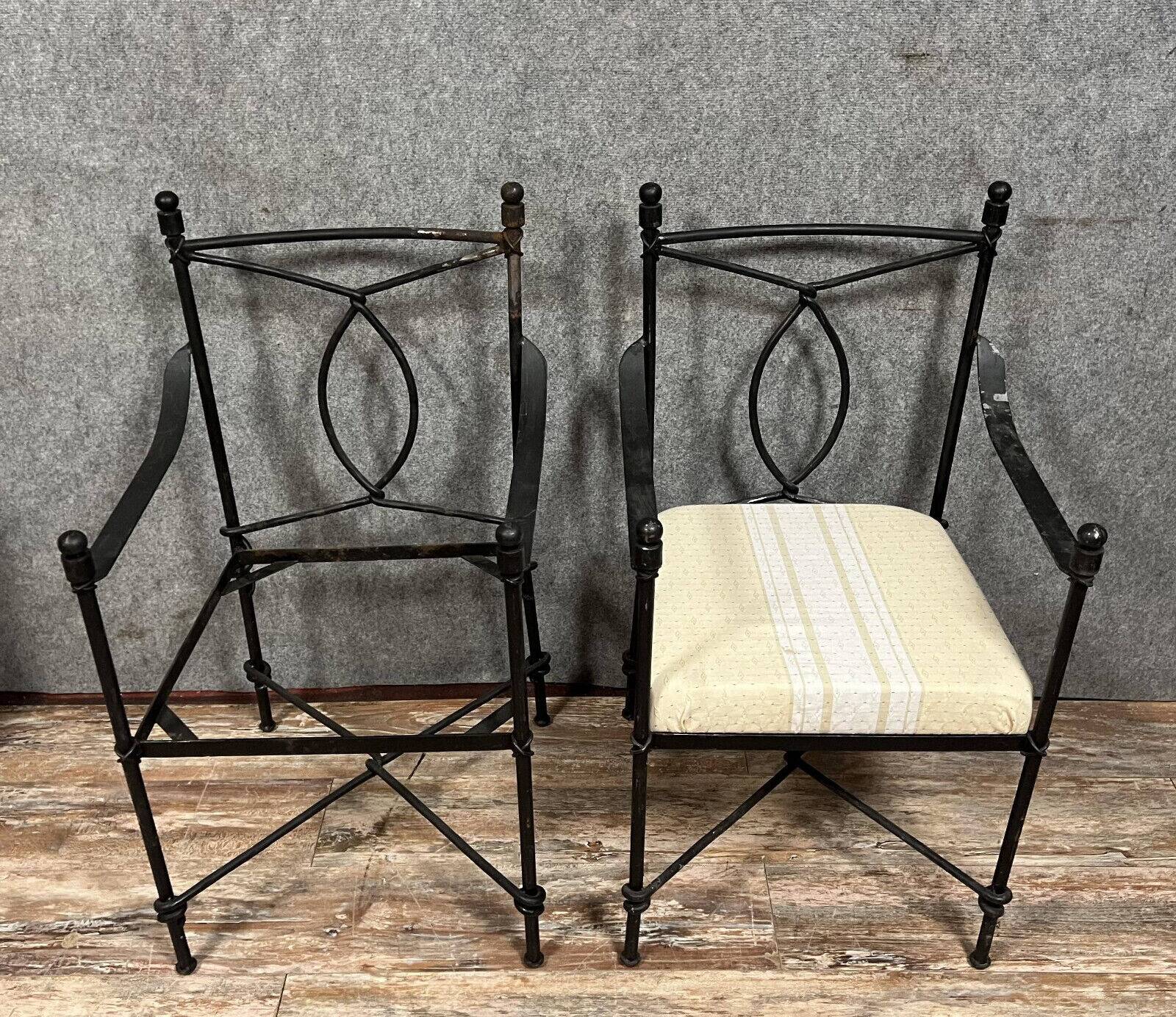 Pair of vintage iron garden armchairs circa 1980