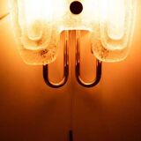 Space Age wall light in glass by Hillebrand, brass and glass.