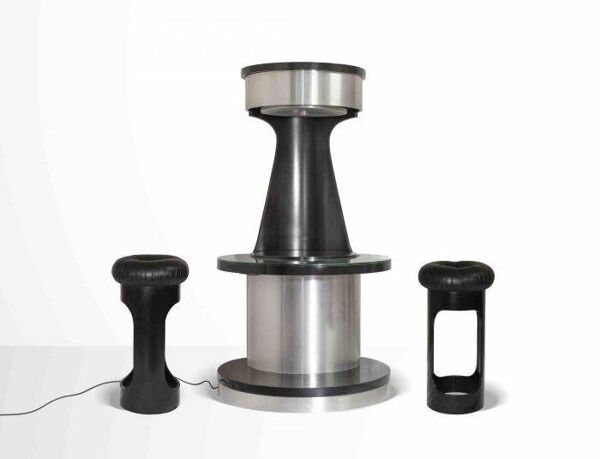 Bar motorisé, signé Willy Rizzo, années 1970