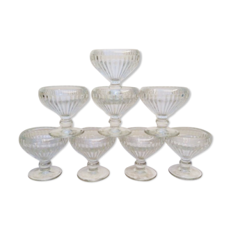 Set of 8 vintage French ice sorbet dishes