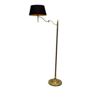 Lampadaire Liseuse à Bras Orientable en Laiton Doré. Travail Français. Vers