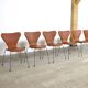 Ensemble de 6 chaises de salle à manger Butterfly en cuir cognac par Arne Jacobsen pour Fritz Hansen, Danemark 1979