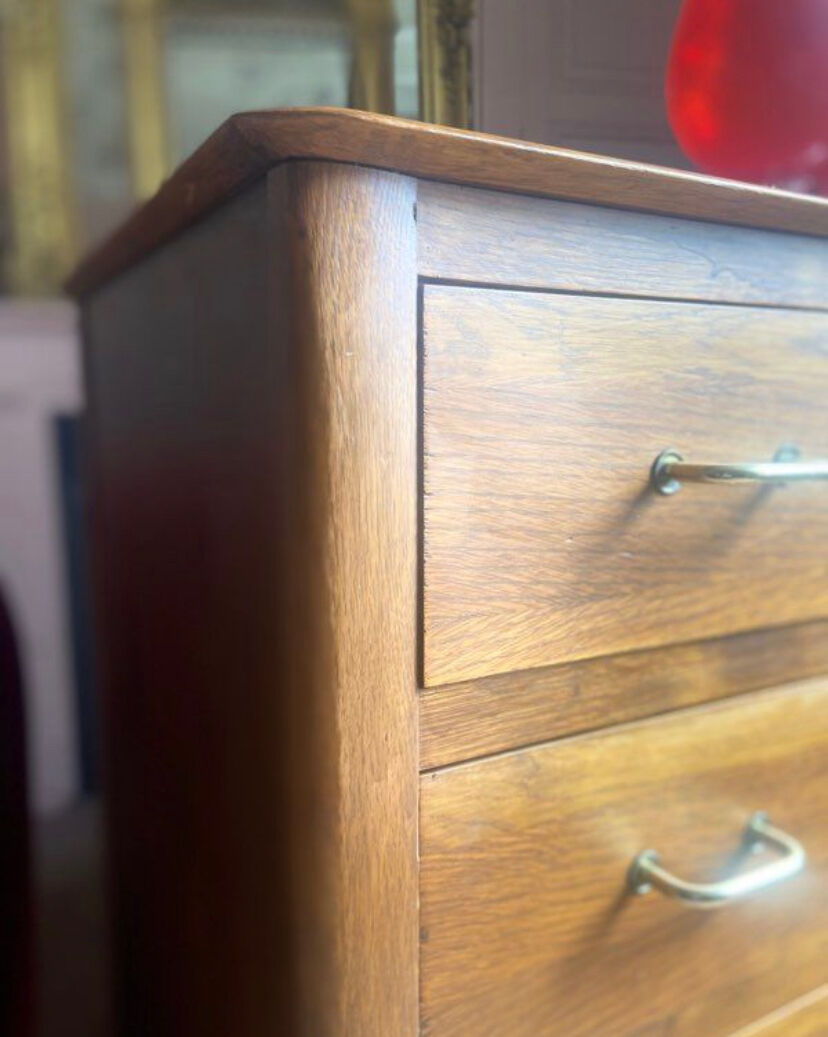 Vintage chest of drawers oak compass feet