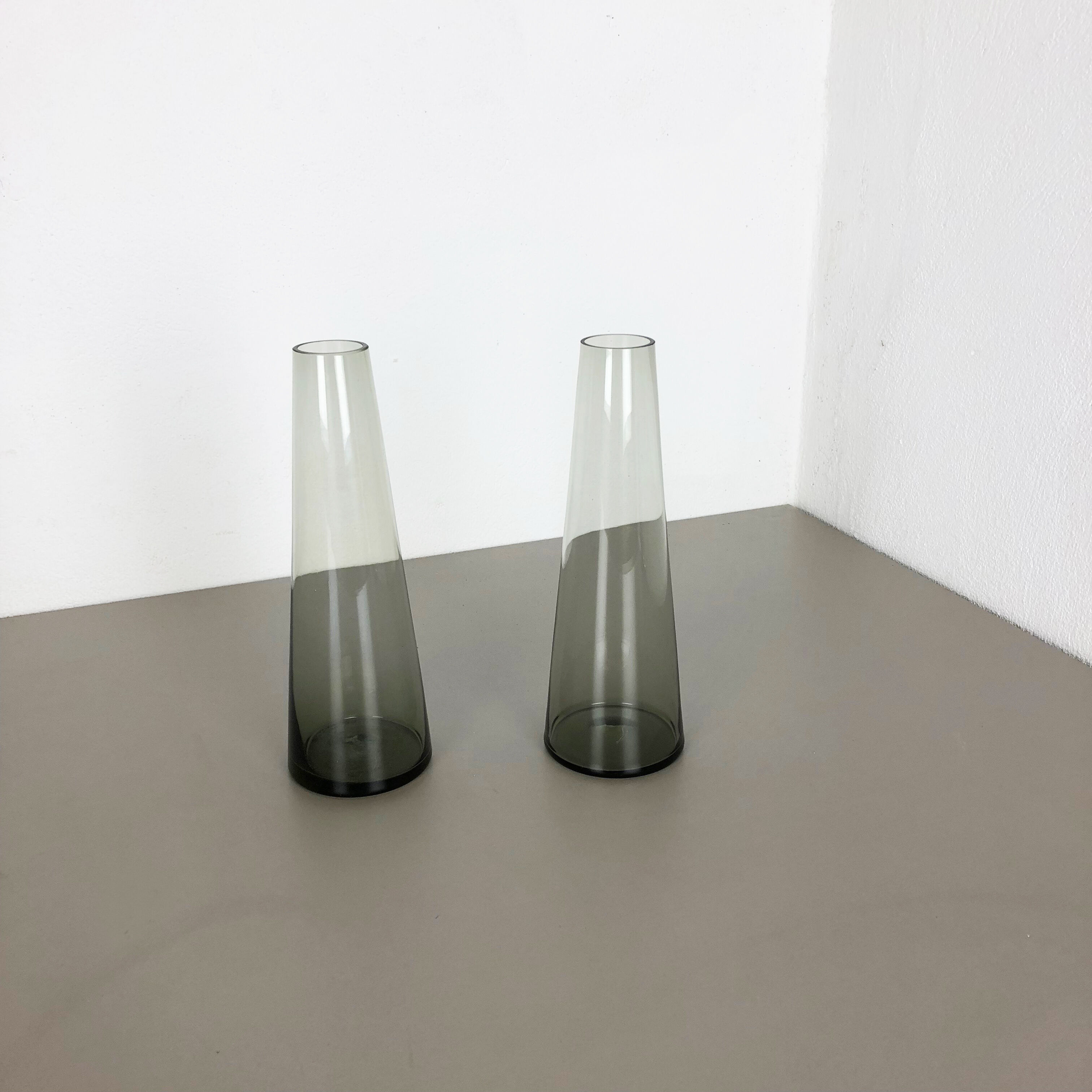 1960s set of 2 turmalin vases by Wilhelm Wagenfeld for WMF, Germany