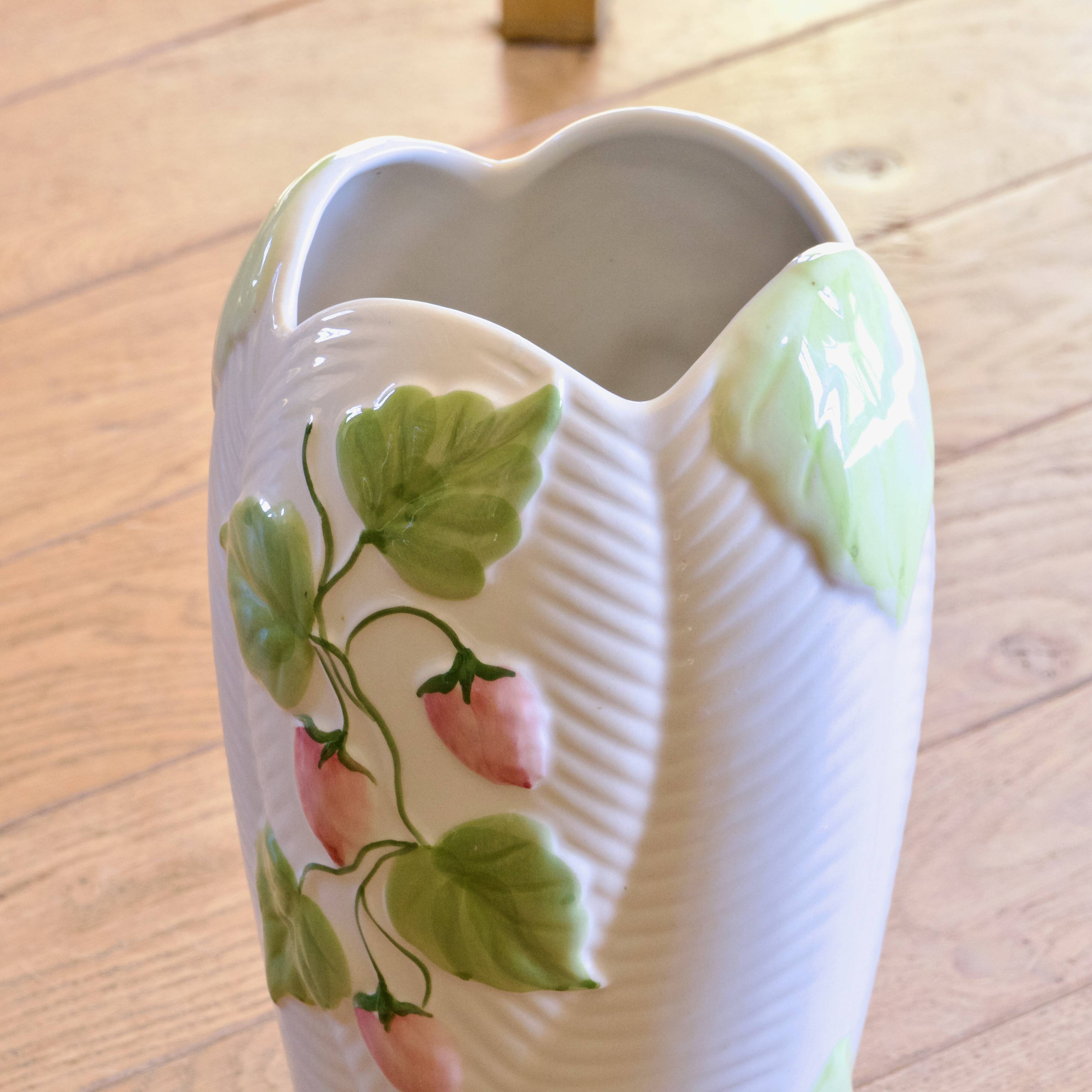 Large vintage strawberry-shaped earthenware vase