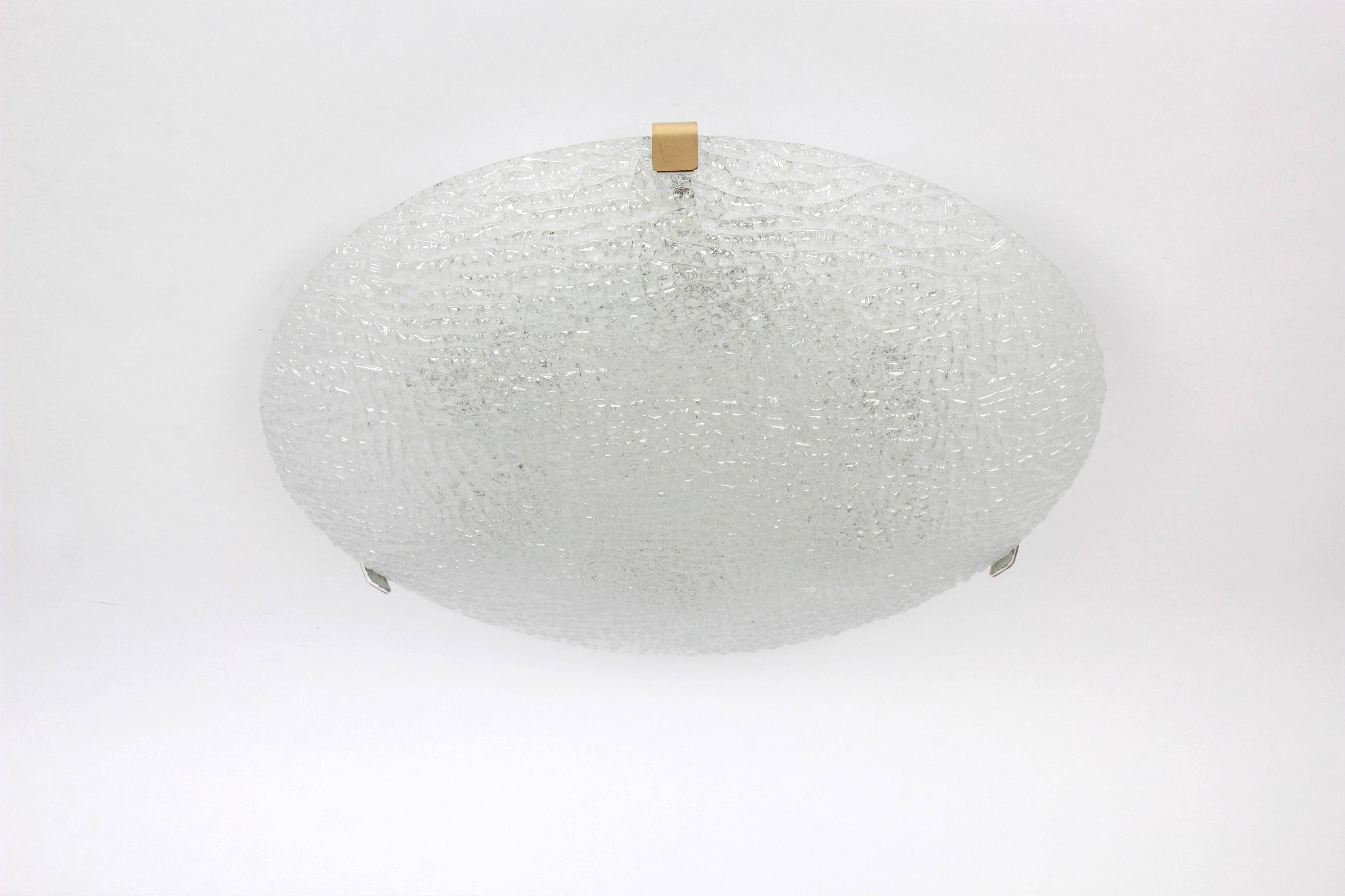 Large frosted glass ceiling light by Kalmar, Austria, 1960s.