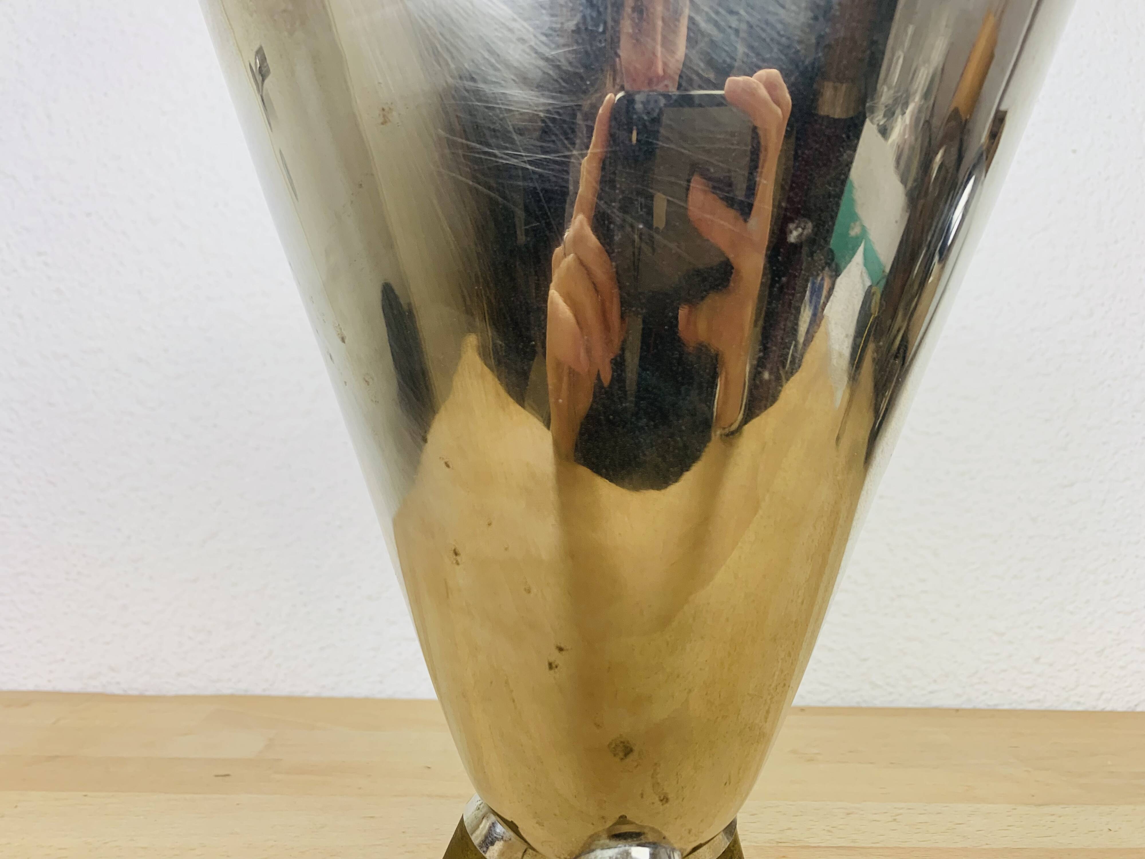 80s design ice bucket in chrome and brass