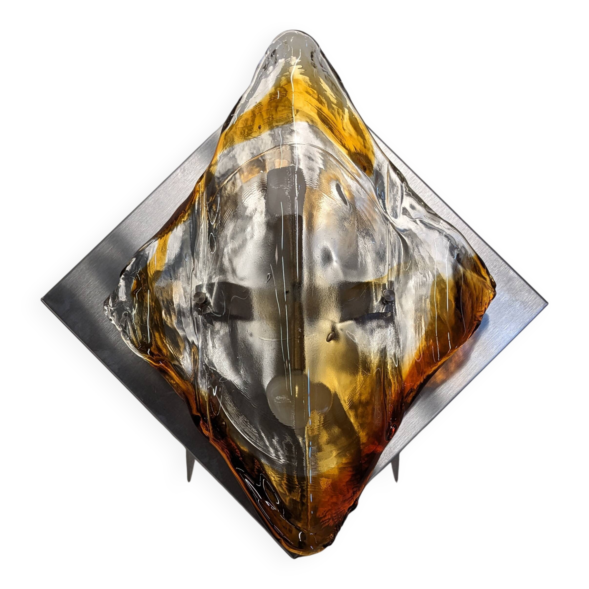 Hollywood Regency wall sconce in Murano glass by Mazzega, Italy circa 1970.