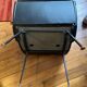 Vintage armchair in faux leather and black steel, 1950s.