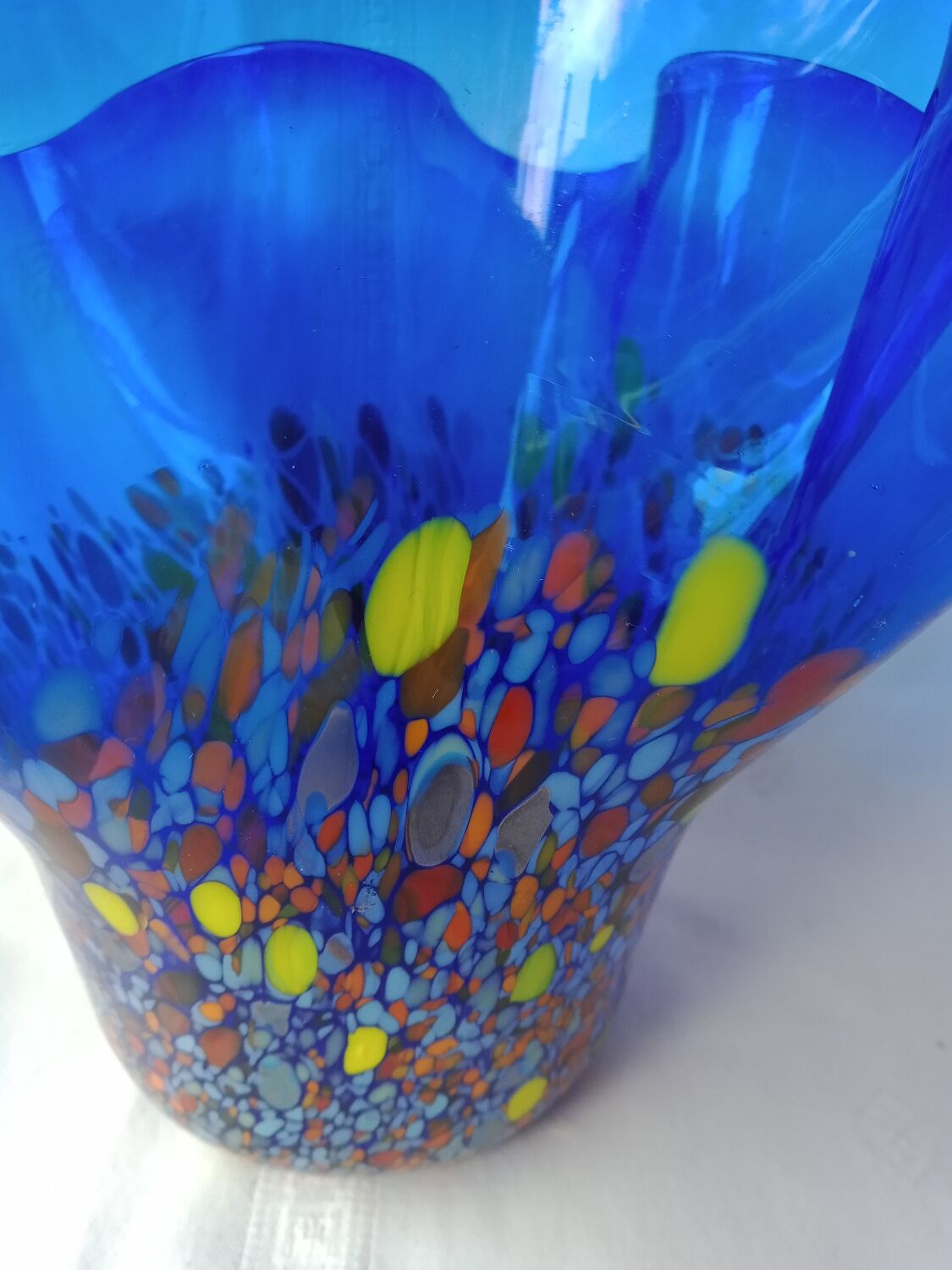 Speckled blue murano vase