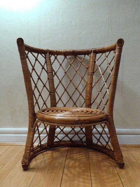 Vintage gold rattan armchair